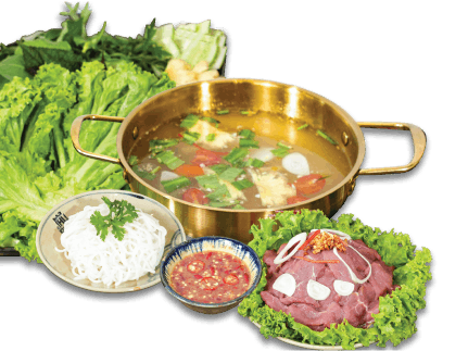 lẩu bún bò - bò nhúng giấm