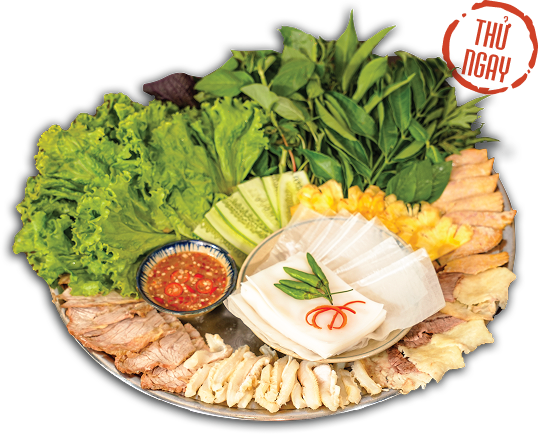 lẩu bún bò - mẹt cuốn rau rừng